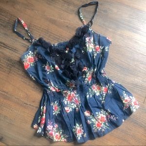 Hollister Navy Floral Top